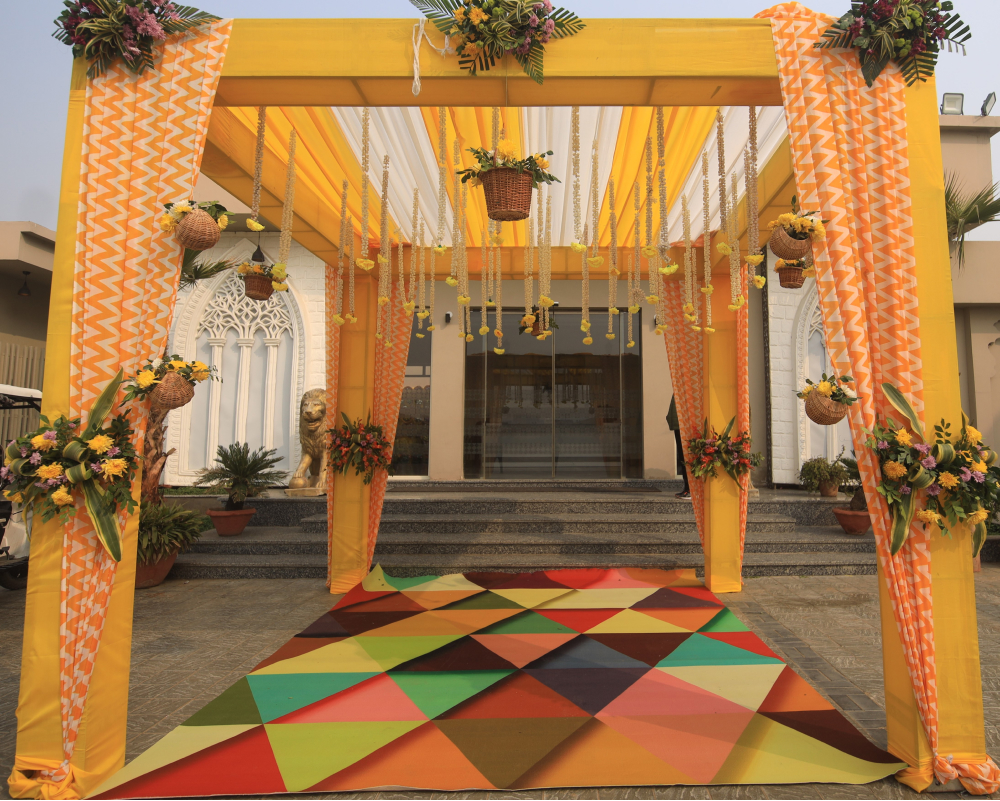 Photo of a Vibrant Entrance for a Haldi Ceremony