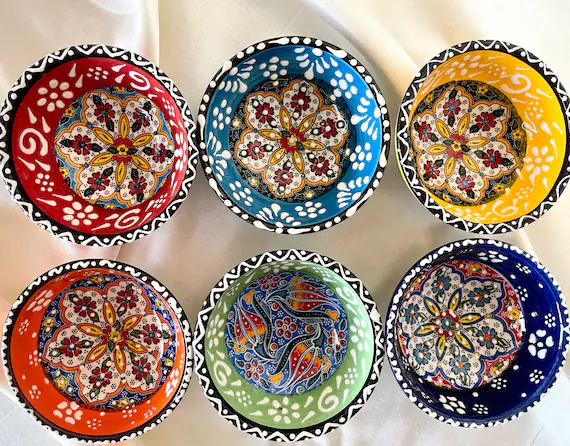 ceramic bowls in vibrant Indian designs and colors | Wedifys