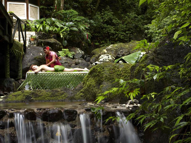 a person enjoying the rainforest spa in the Koro Sun Resort | Wedifys