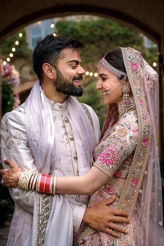 Virat Kohli and Anushka Sharma on their wedding day | Wedifys