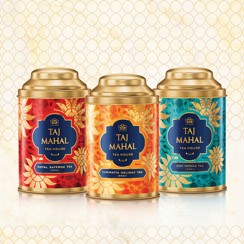 Taj Mahal Tea House tea jars of different flavors | Wedifys