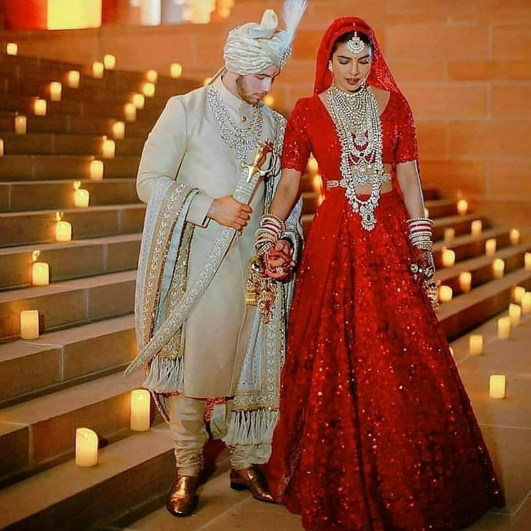 Nick Jonas and Priyanka Chopra at their wedding at Umaid Bhawan Palace | Wedifys