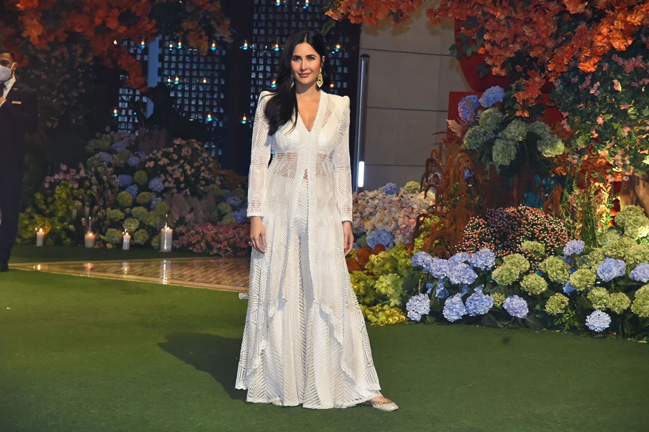 Katrina Kaif Stuns in White Ensemble at Ambani Ceremony | Wedifys