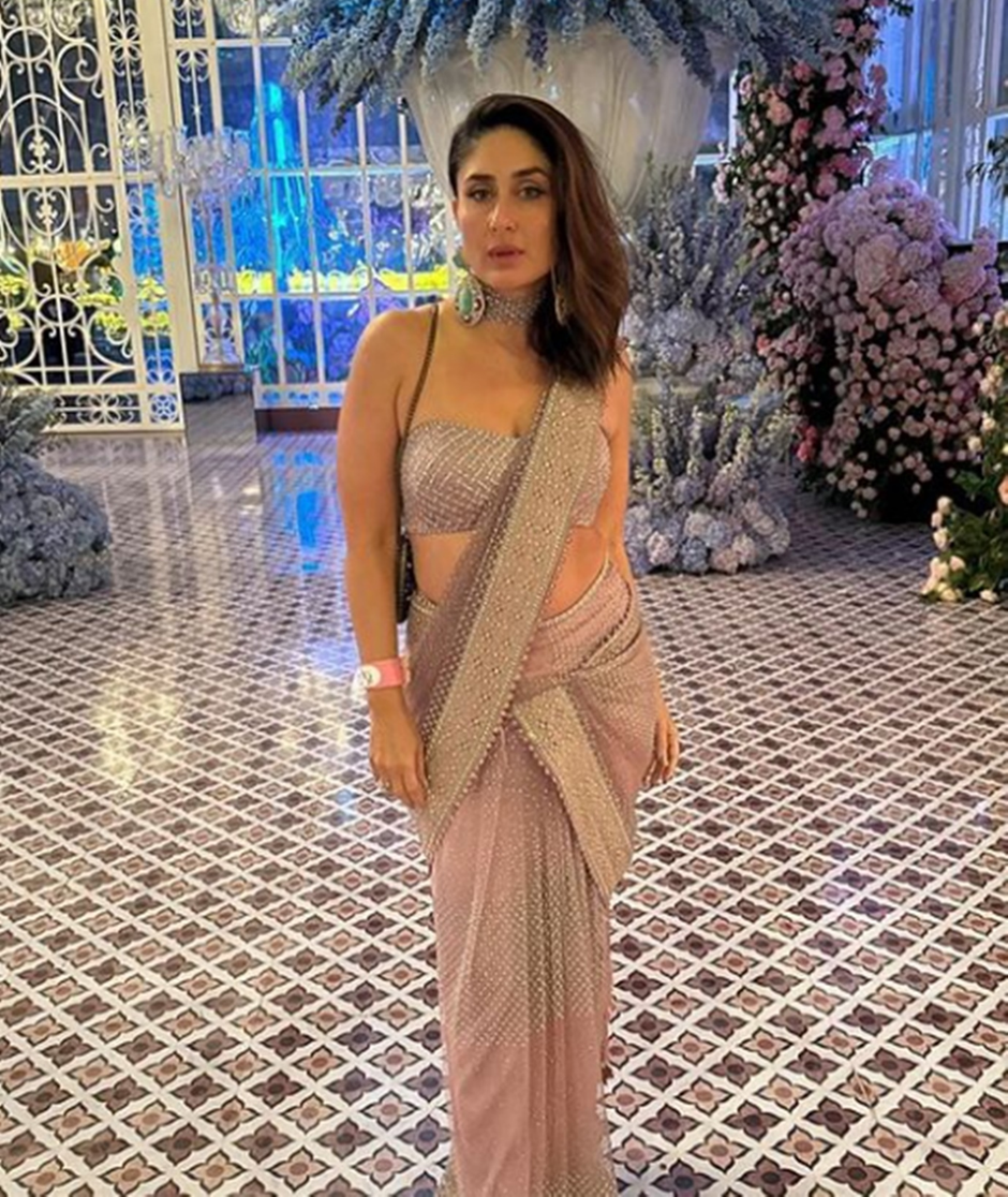 Kareena Kapoor Khan Dazzles in Blush Pink Sari | Wedifys