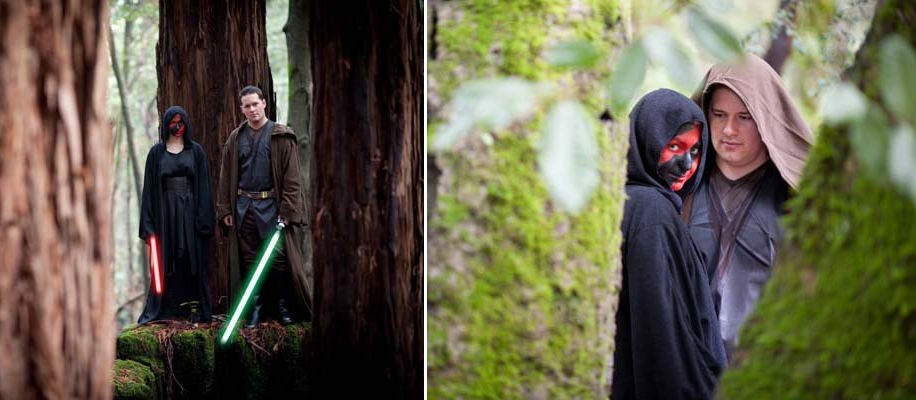 couple dressed up as Sith and Obi-Wan Kenobi | Wedifys
