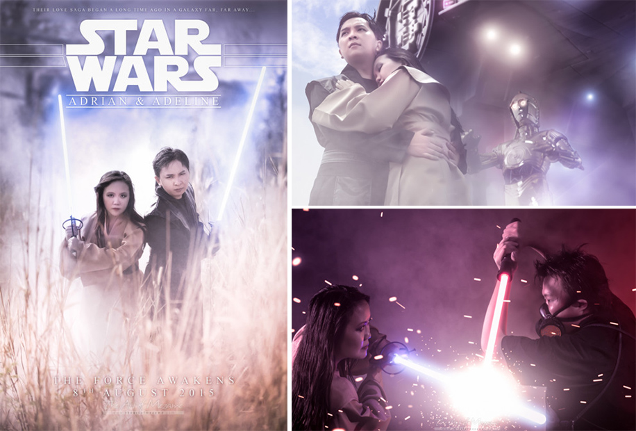 pre wedding Star Wars themed photoshoot with action figures | Wedifys