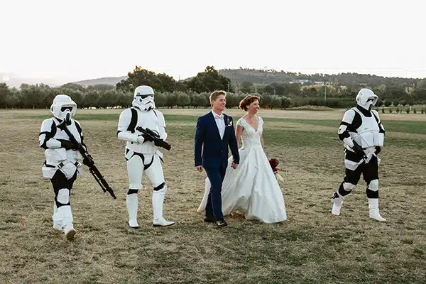 pre-wedding Star Wars themed photoshoot with stormtroopers | Wedifys