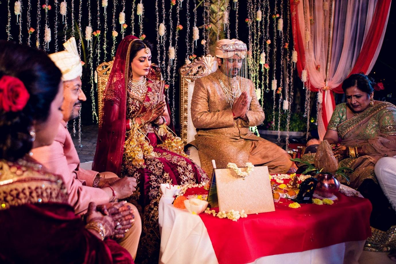 Arti and Ajay on their wedding day | Wedifys