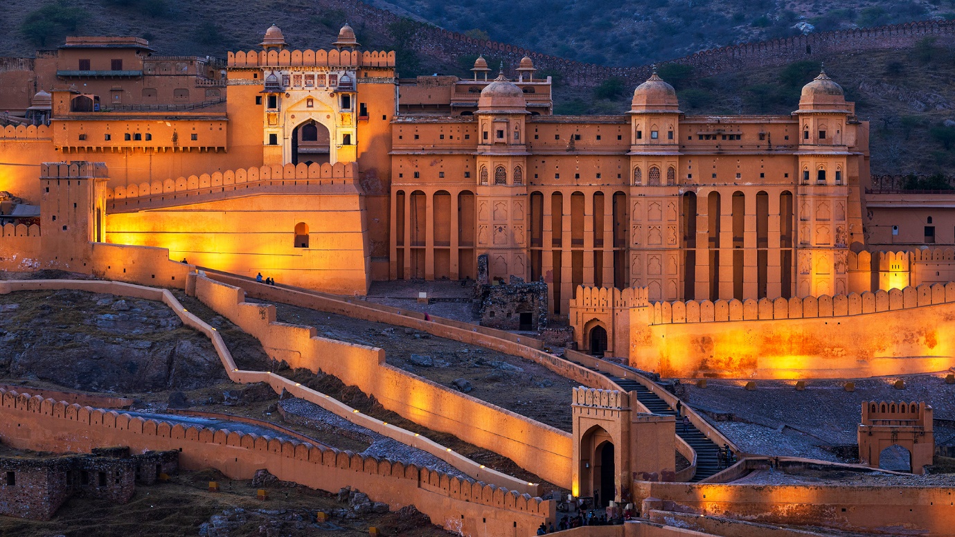 aerial view of the majestic Amber Palace | Wedifys