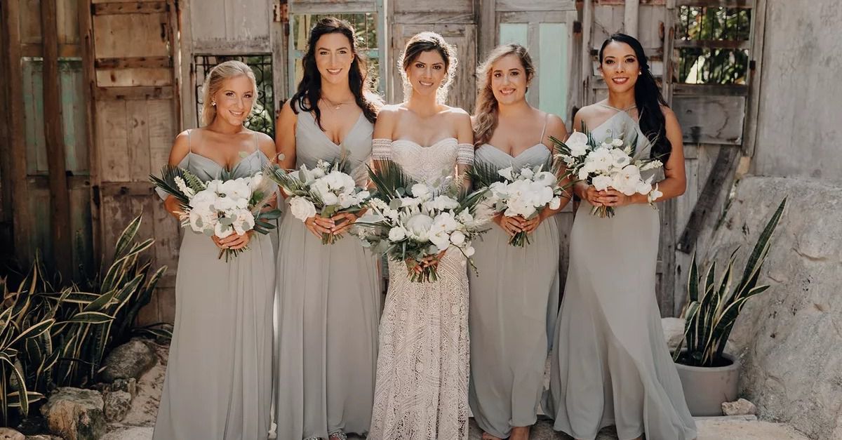 bridesmaids wearing Flowing Bohemian Dresses | Wedifys