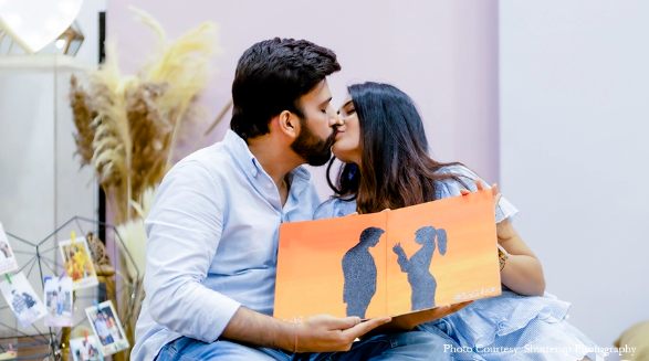 Shikhani and Sumeet in their proposal photoshoot at the Art Station in Mumbai | Wedifys