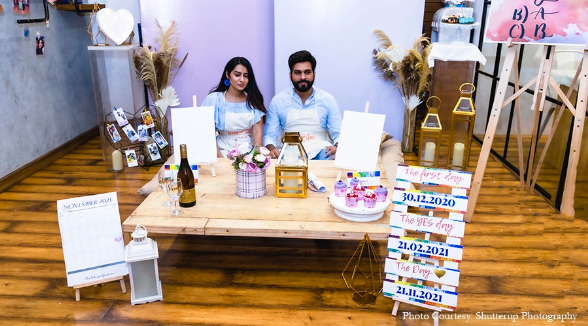 Shikhani and Sumeet in their proposal photoshoot at the Art Station in Mumbai | Wedifys