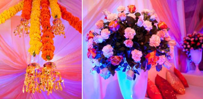 floral décor for the Mehendi night at Holiday Inn in Dubai | Wedifys