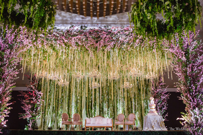 stage decorated at the Grand Hyatt Bolgatty in Kochi for the engagement ceremony | Wedifys