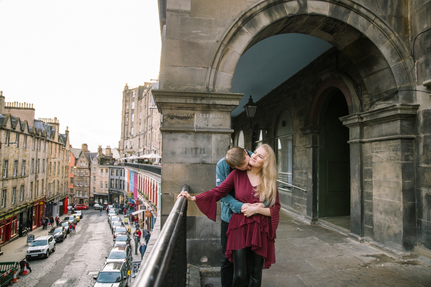 a couple in their pre-wedding photoshoot in Edinburgh | Wedifys