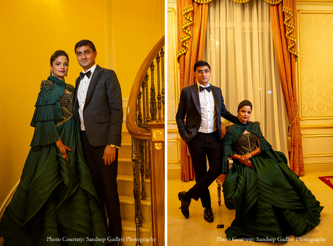 Aneri in her beautiful dress for the Sangeet at Atlantis, The Palm, Dubai | Wedifys