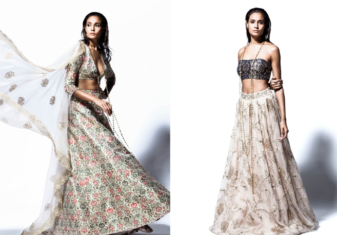 a model showcasing Payal Singhal’s 2016 Bride’s collection | Wedifys