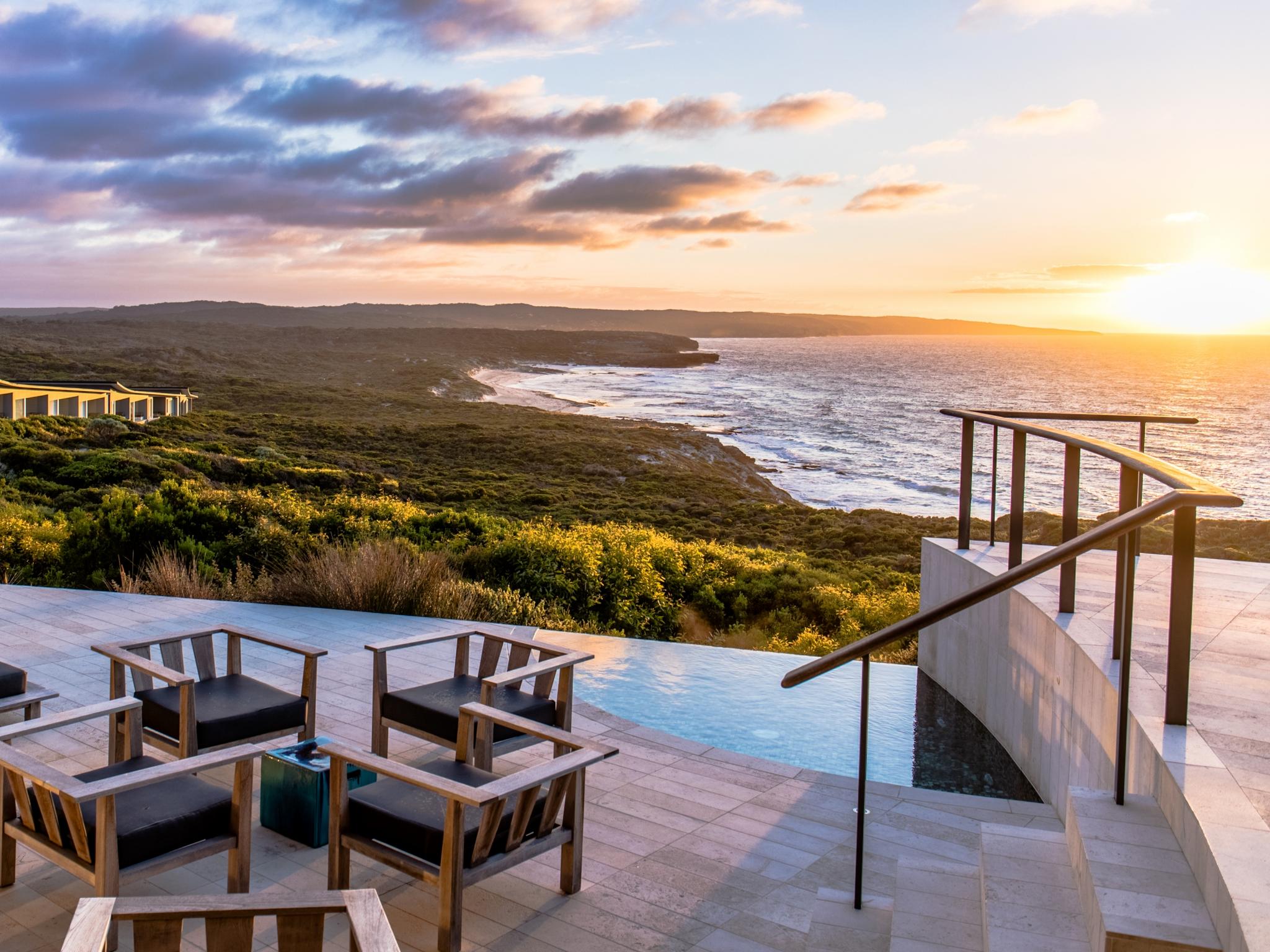 scenic view from the balcony of Southern Ocean Lodge, Kangaroo Island, Australia | Wedifys
