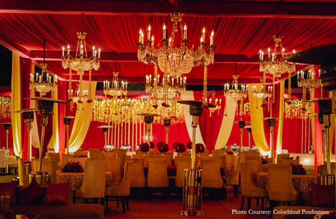 décor for the reception at the ITC Grand Bharat | Wedifys