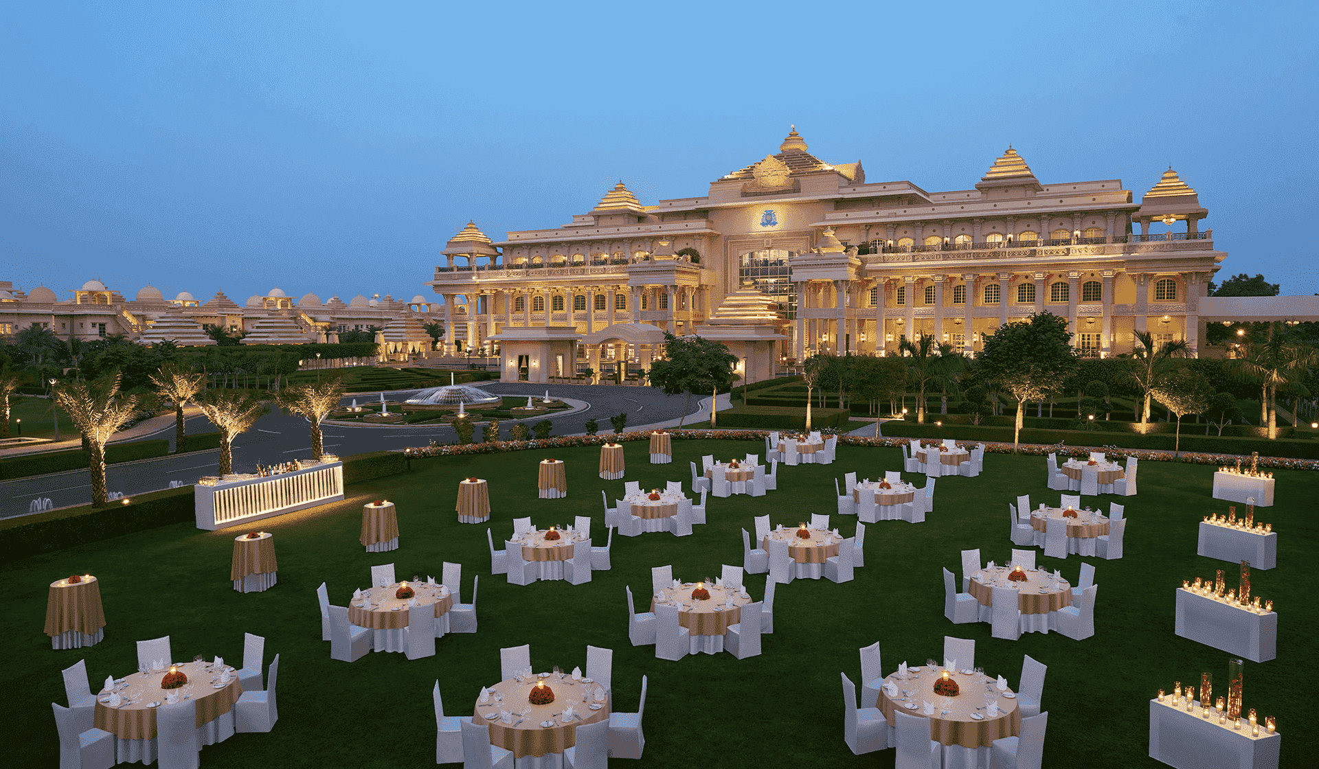 décor for a wedding in the grounds of ITC Grand Bharat in Gurugram, India | Wedifys
