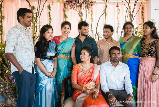 Anand and Sangamithira in their engagement with their guests | Wedifys