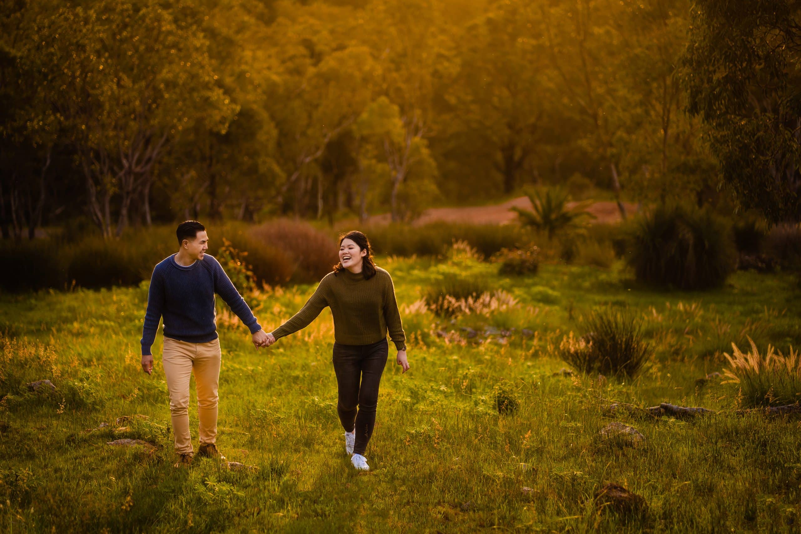 a pre-wedding shoot in the forest within the sunrise | Wedifys
