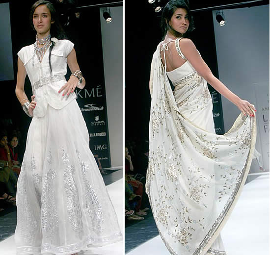 models showcasing Anita Dongre’s Saree for LFW 2010 | Wedifys