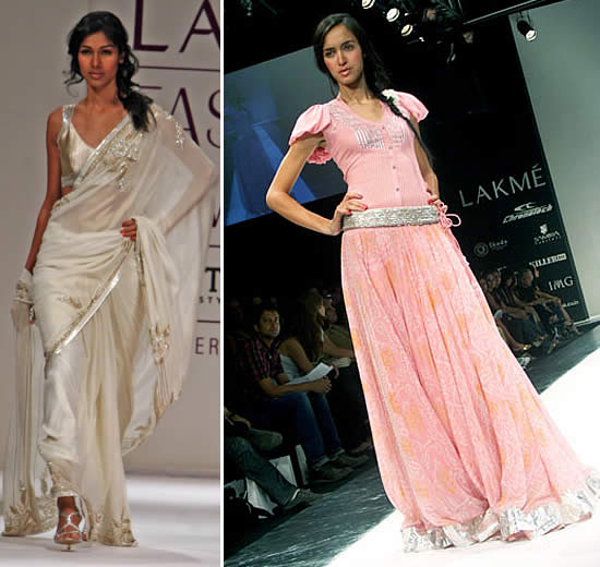 models showcasing Anita Dongre’s Saree for LFW 2010 | Wedifys
