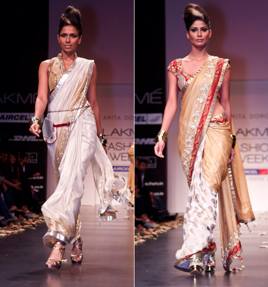 Models showcasing Anita Dongre’s Saree for LFW 2010 | Wedifys
