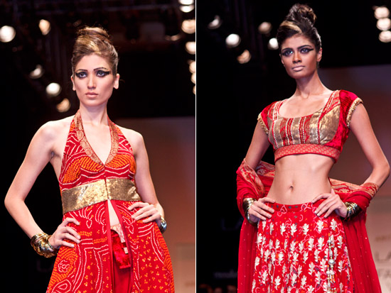 Models showcasing Anita Dongre’s Saree for LFW 2010 | Wedifys