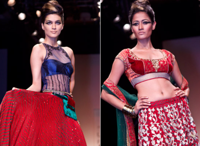Models showcasing Anita Dongre’s Saree for LFW 2010 | Wedifys