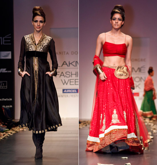 Models showcasing Anita Dongre’s Saree for LFW 2010 | Wedifys