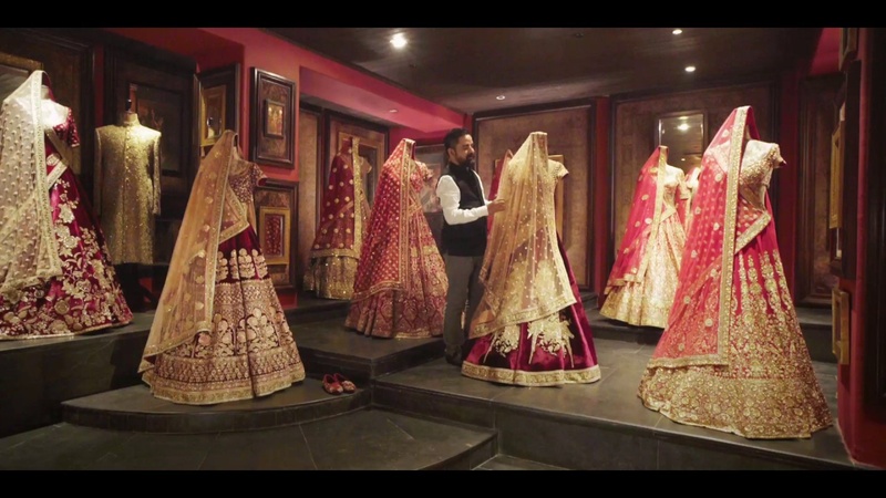 bridal sarees for display at the Sabyasachi Mumbai Store | Wedifys