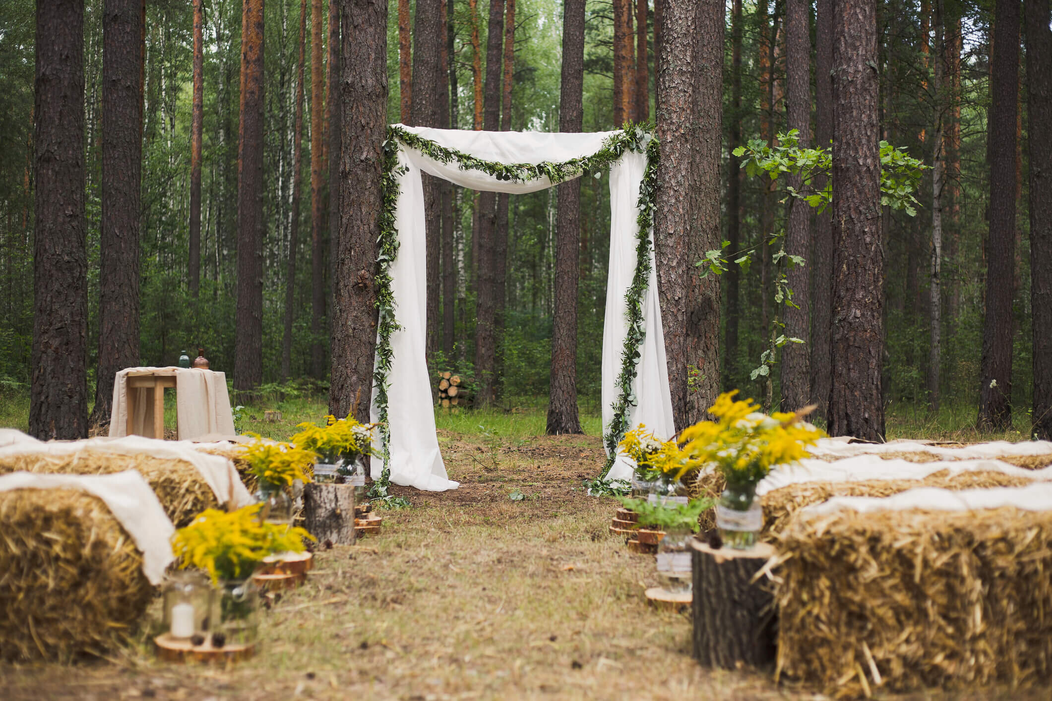 an eco-friendly wedding décor in a forest | Wedifys