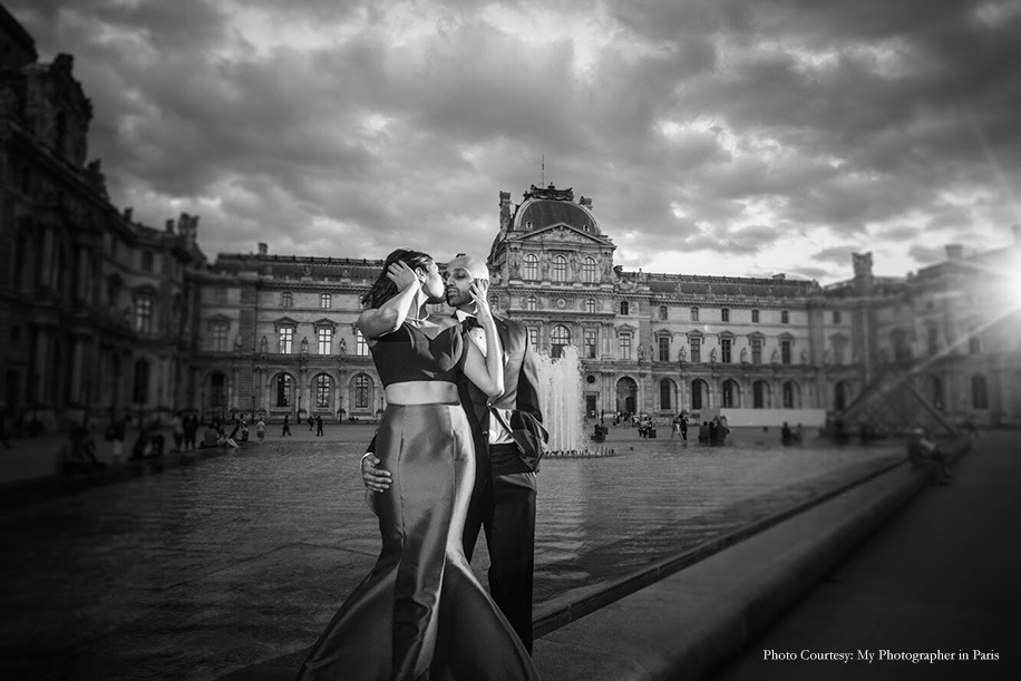 Anusha and Preet in their pre-wedding photoshoot at the Louvre Museum in Paris | Wedifys