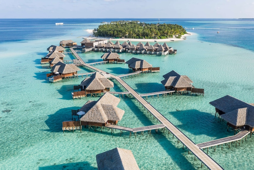 outside view of the beach huts of Conrad Maldives Rangali Island | Wedifys