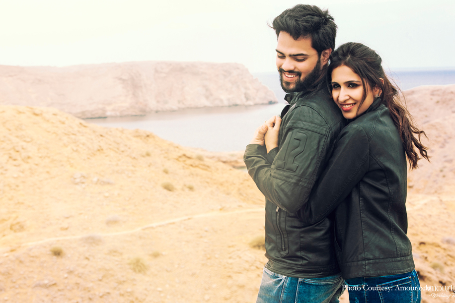 Rajat and Heena in their pre-wedding photoshoot in Oman | Wedifys