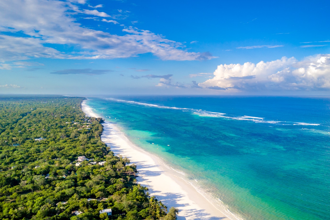 aerial view of Diani Beach in Kenya, Africa | Wedifys