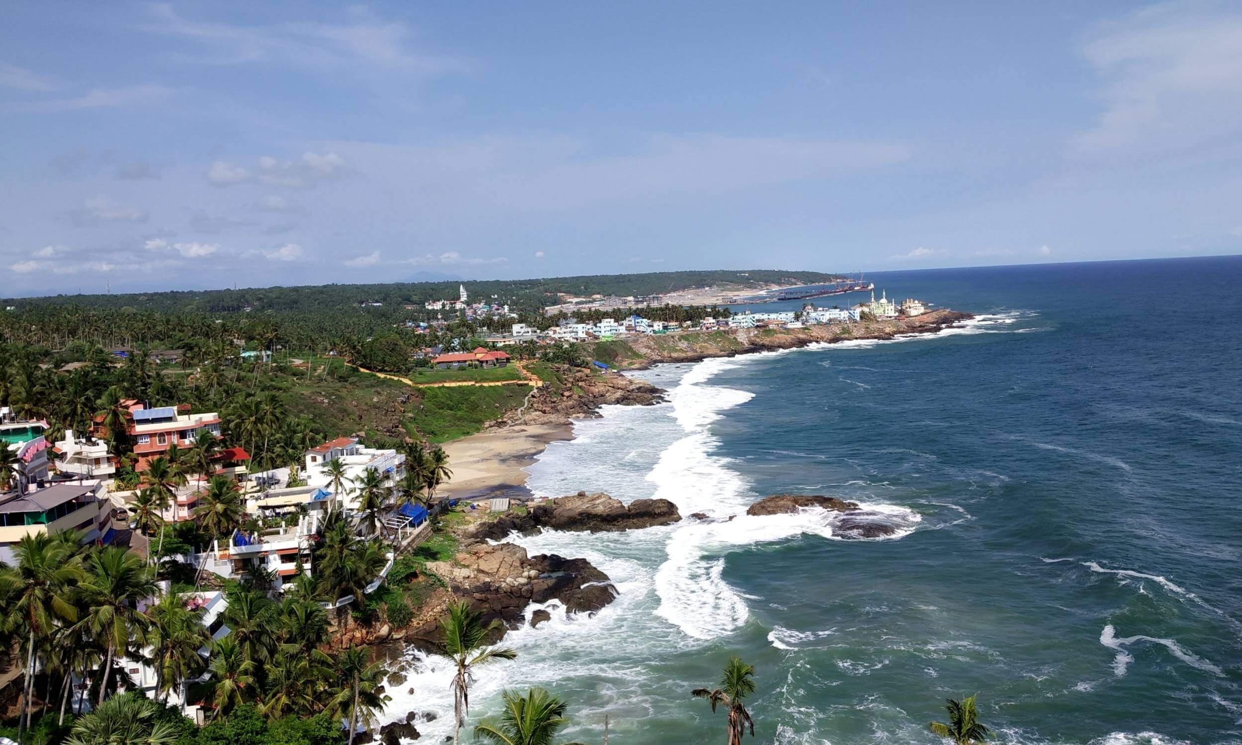 aerial view of the Kovalam Beach in Kerala | Wedifys