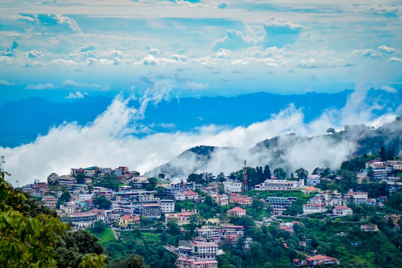 aerial view of Sister’s Bazaar in Mussoorie, India | Wedifys